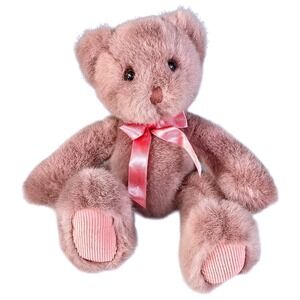 Vtg 90s Russ Berrie Bear Hugs Teddy Bear 9.5" Purple Mauve Pink Corduroy Feet EU